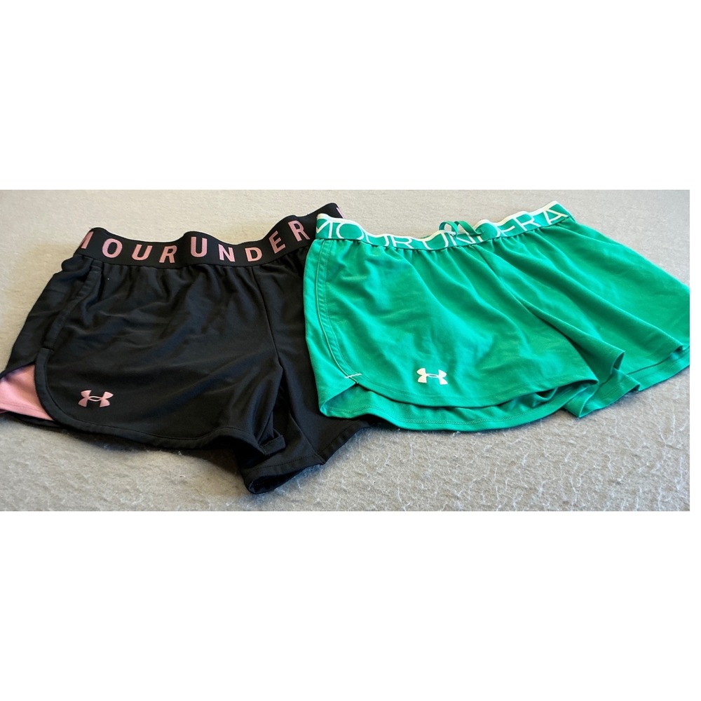 Under Armour Shorts Play Up Athletic Running Gym Black Pink Medium Loose Fit